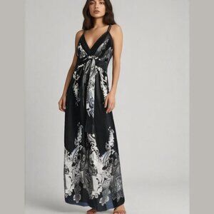 Glam & Fame Black and White Paisley Handkerchief Dress - Size Medium